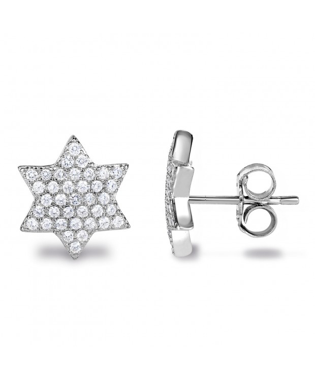 Sterling Zirconia Geometric Hexagram Earrings