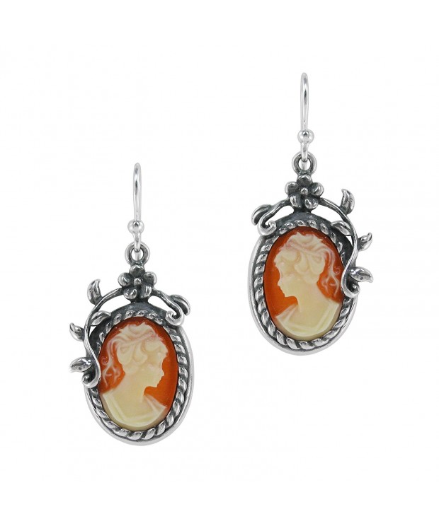 Flower Resin Cameo Earrings Salmon