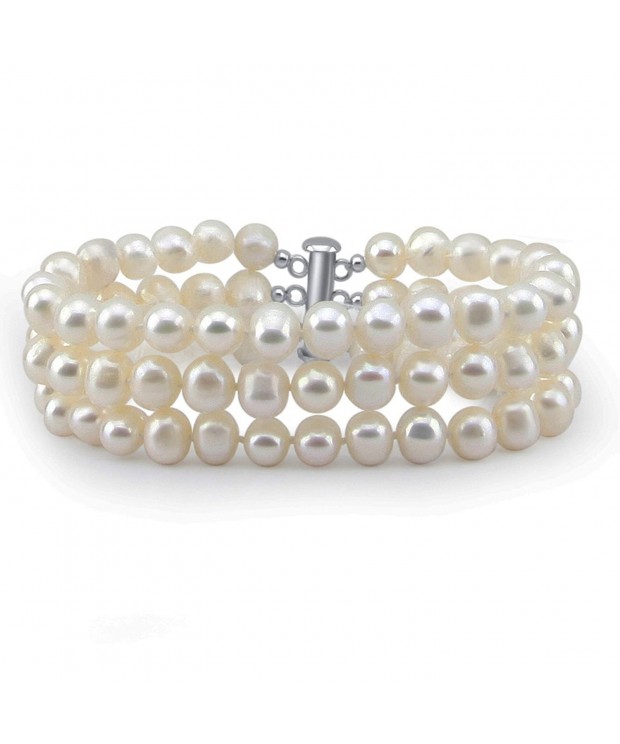 3 Row White Freshwater Cultured Bracelet