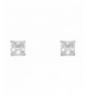 Princess Square Solitaire Basket Earrings