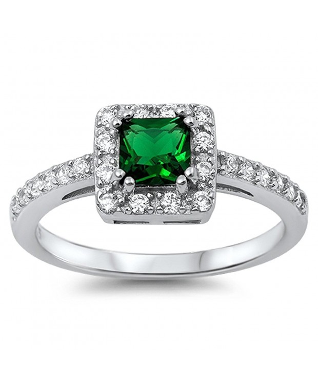 Simulated Emerald Princess Sterling Silver