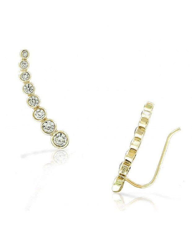 Sterling Gold Tone Bezel Set Crawler Earrings