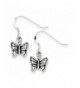 Antiqued Butterfly Dangle Earrings Sterling