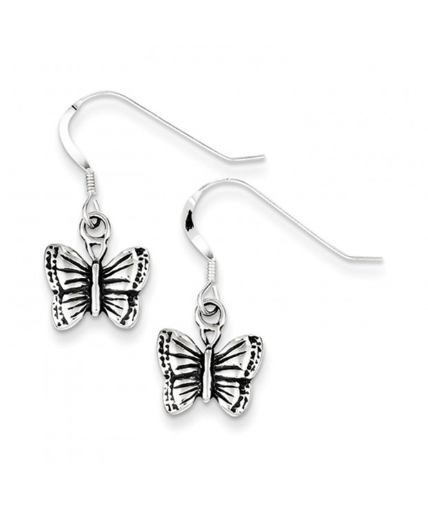 Antiqued Butterfly Dangle Earrings Sterling