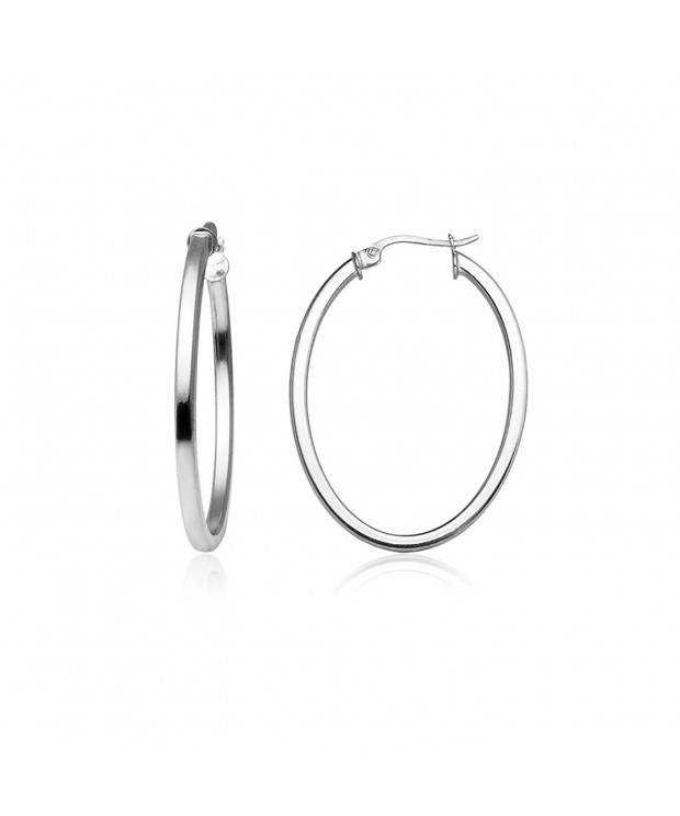 Sterling Silver Oval Square Tube Earrings