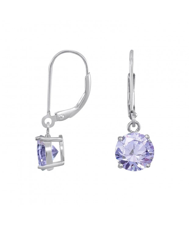 Rhodium Sterling Lavender Leverback Earrings