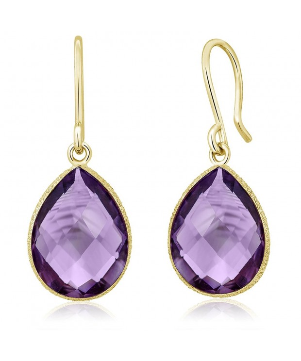 Faceted Amethyst 16x12mm Plated Earrings