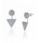 Platinum Sterling Zirconia Triangle Earring