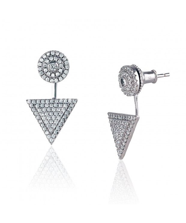 Platinum Sterling Zirconia Triangle Earring