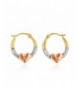 Gold Three Tone Heart Creole Earrings