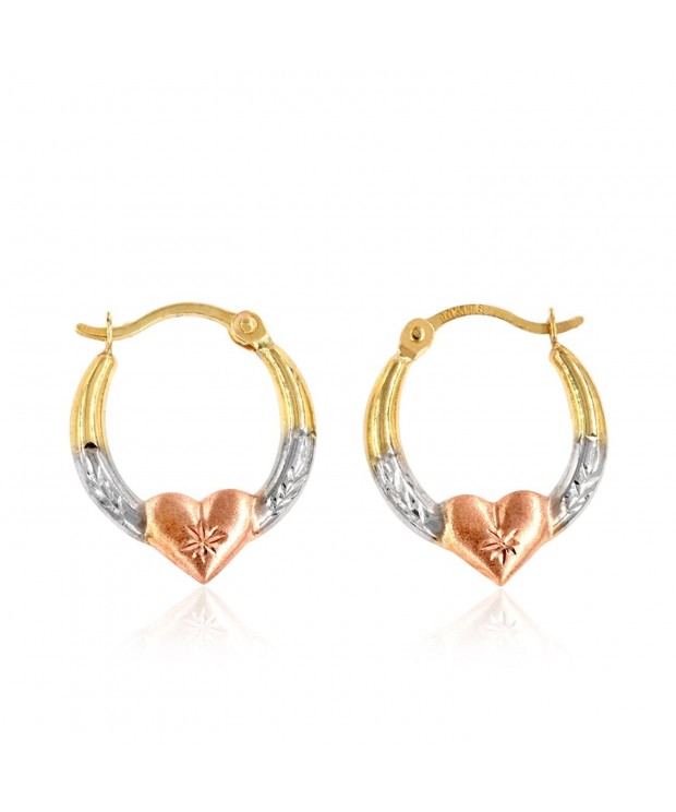 Gold Three Tone Heart Creole Earrings