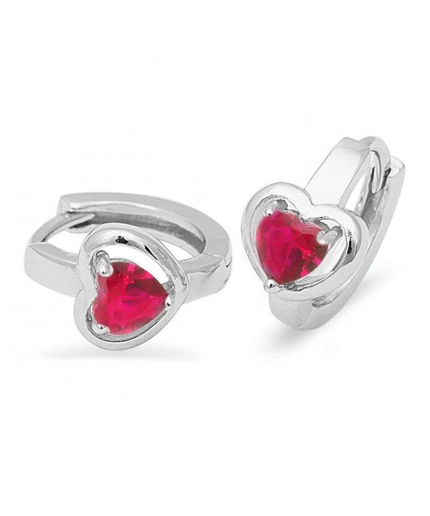 Ruby Heart Sterling Silver Earrings