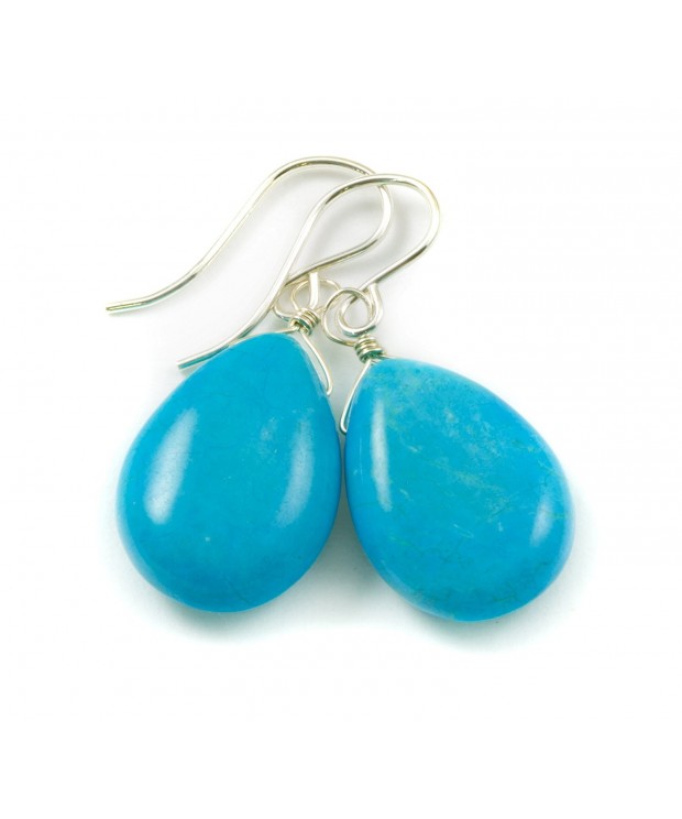 Sterling Simulated Turquoise Earrings Teardrop