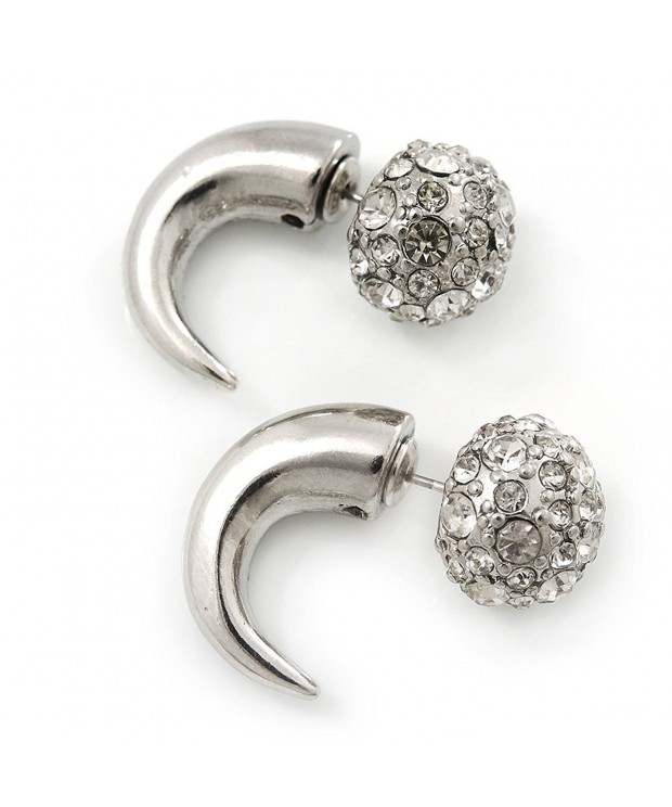 Silver Plated Tunnel Crystal Earrings