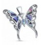 Sterling Abalone Buttterfly Statement Pendant