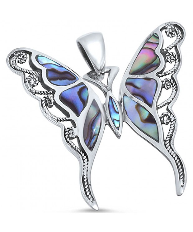 Sterling Abalone Buttterfly Statement Pendant