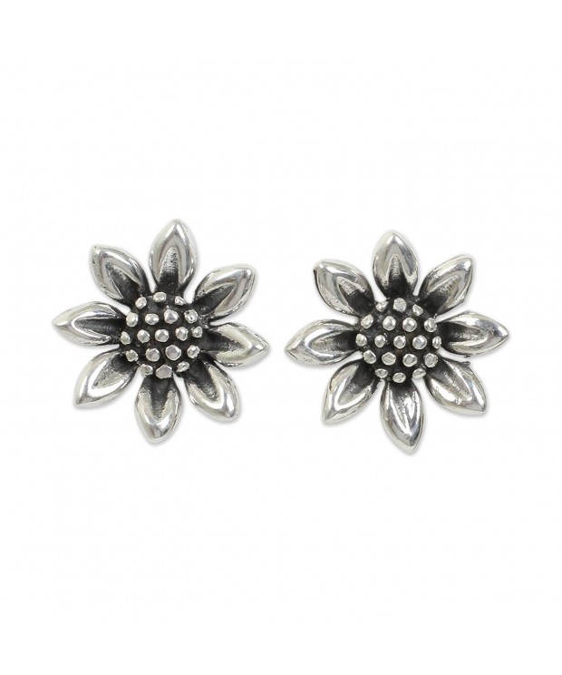 NOVICA Sterling Silver Earrings Sunflower