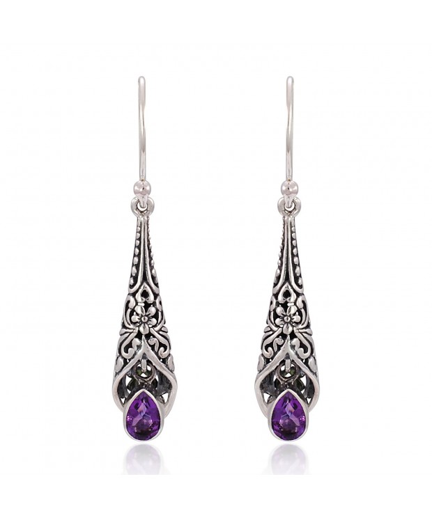 Sterling Detailed Filigree Amethyst Earrings