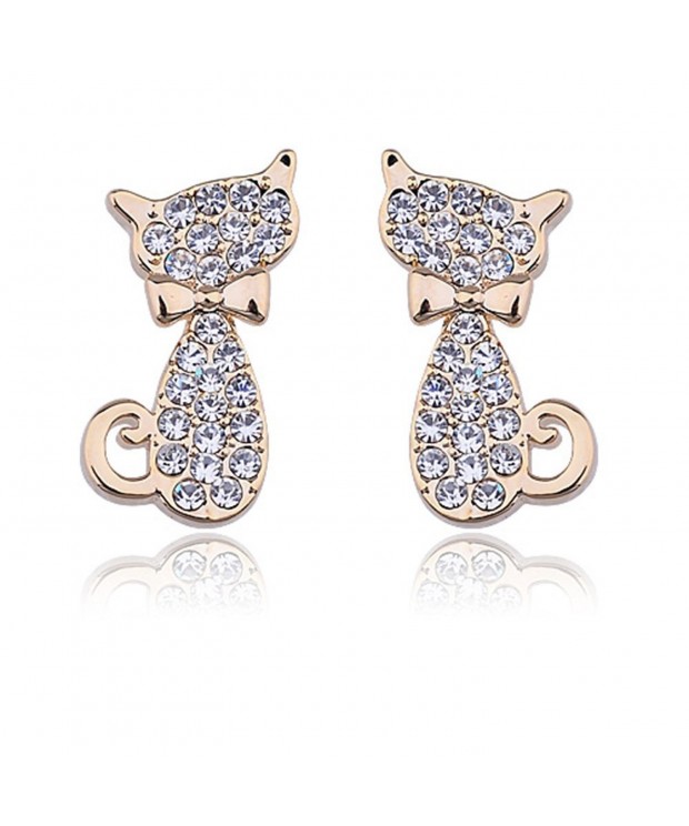 Lureme Kitty Crystal Earrings 02002063 2