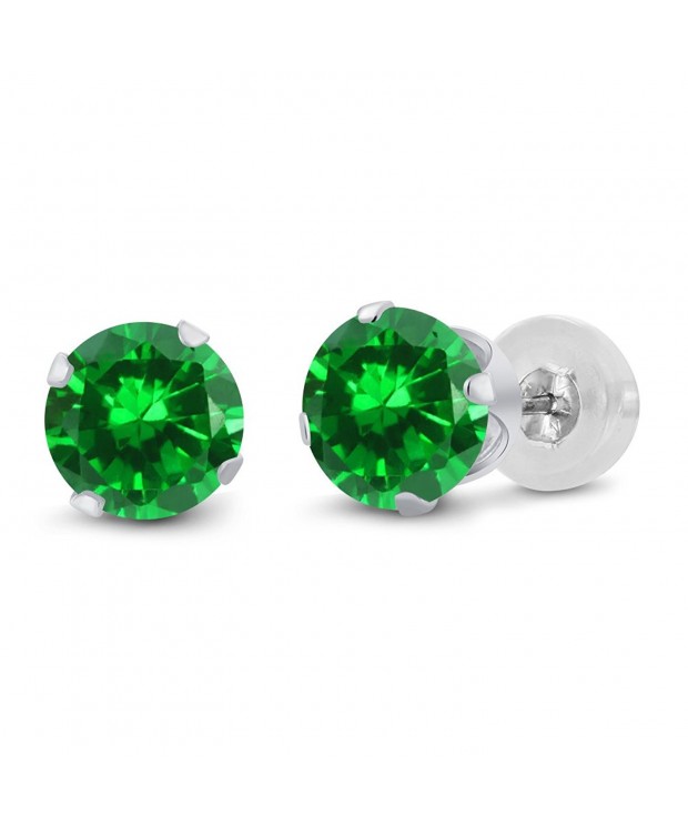 Round Green Simulated Emerald Earrings