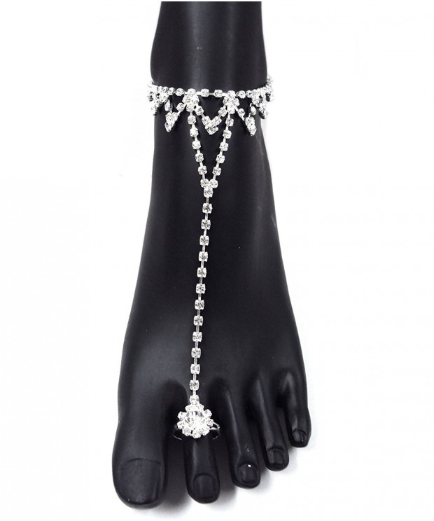 Rhinestone Pattern Slave Anklet Barefoot