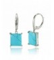 Sterling Simulated Turquoise Leverback Earrings