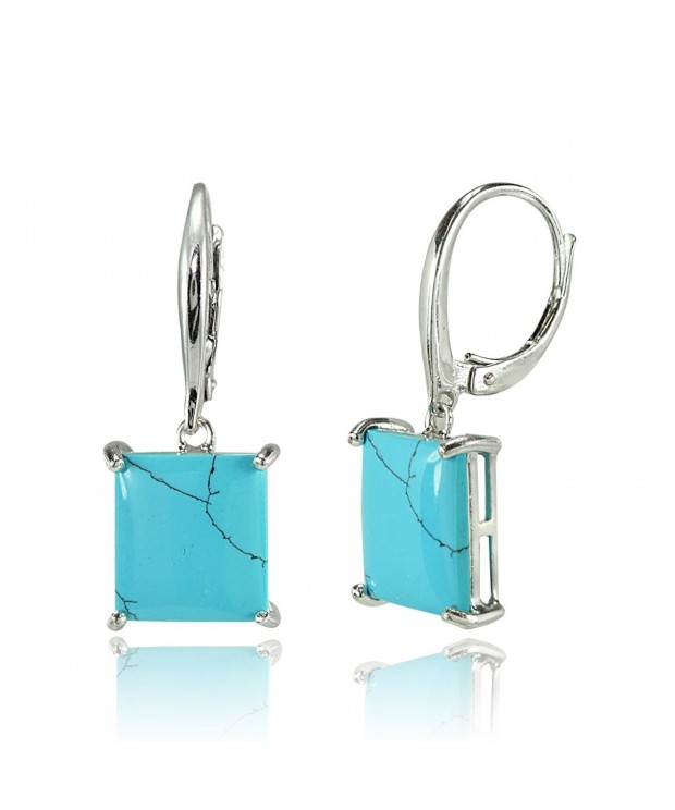 Sterling Simulated Turquoise Leverback Earrings