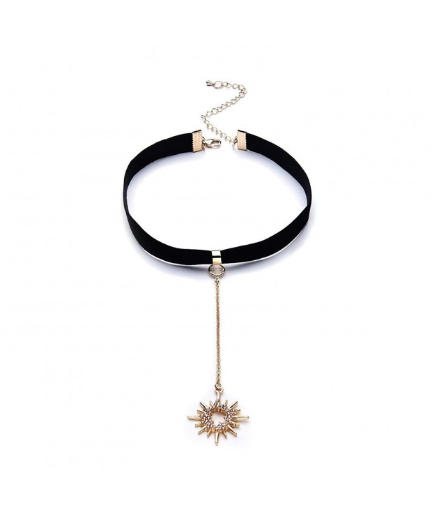 YIFEI Velvet Necklaces Diamond Pendant