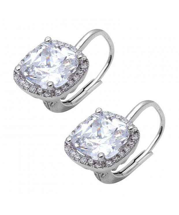 Leverback Earrings Simulated Zirconia Sterling