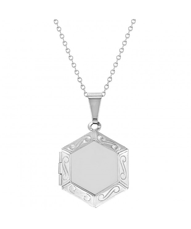 Silver Hexagonal Locket Pendant Necklace