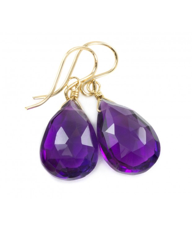 Simulated Amethyst Earrings Faceted Teardrop