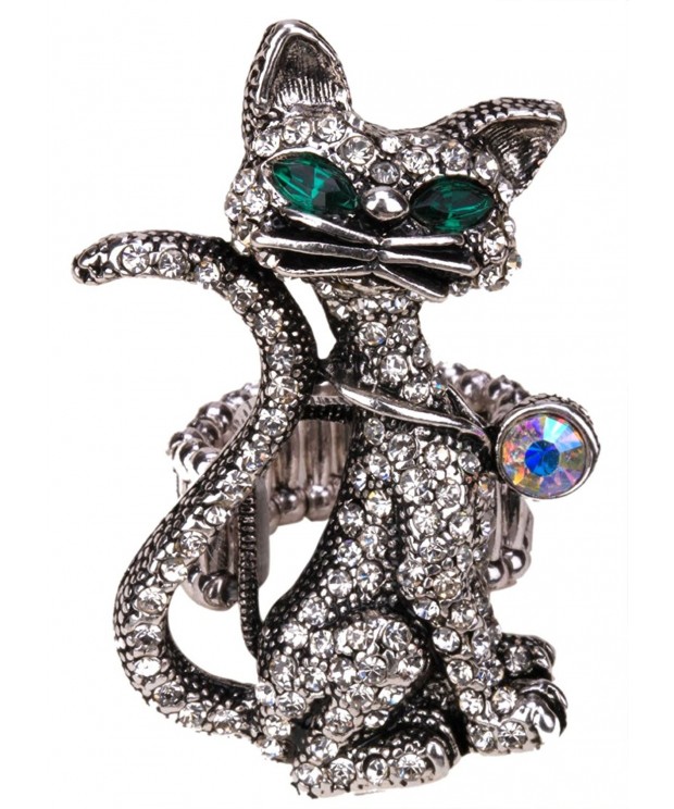 Jewelry Crystal Cat Stretch Halloween