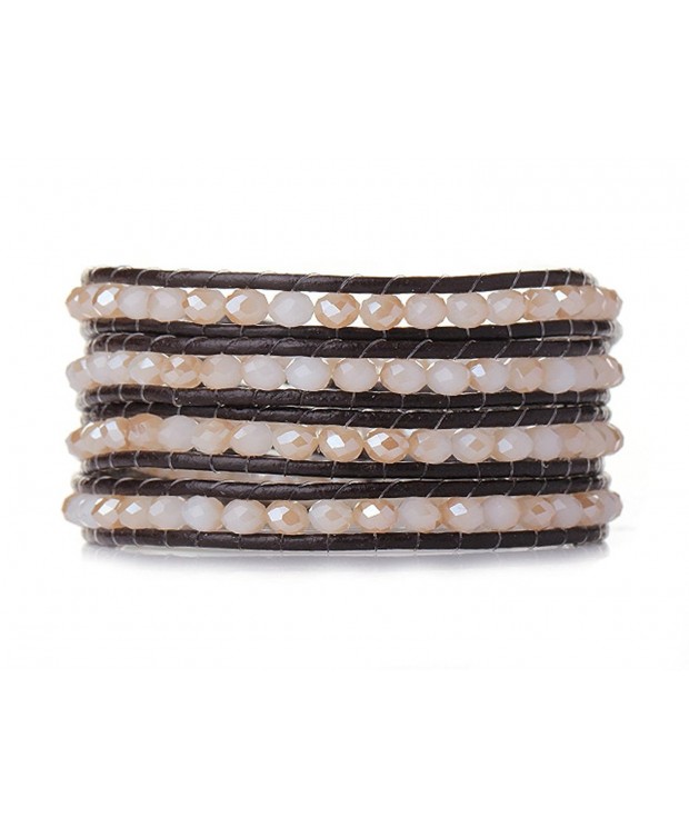 Crystal Bracelet Handmade Leather Multilayer