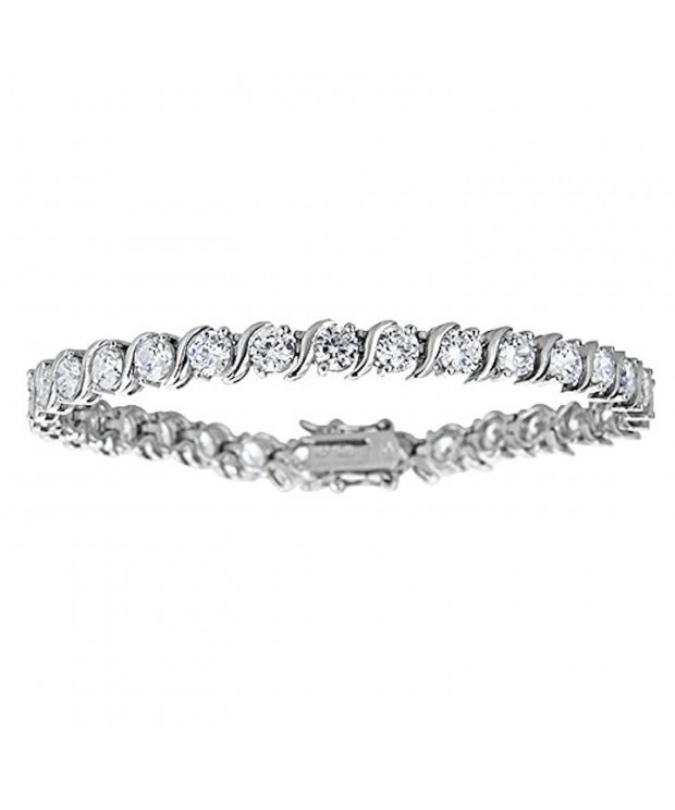 Sterling Silver 4 25MM Zirconia Bracelet