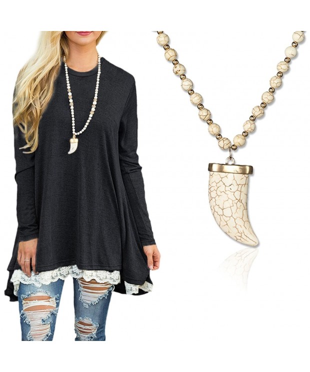 Sanifer Necklace Crescent Pendant Sweater