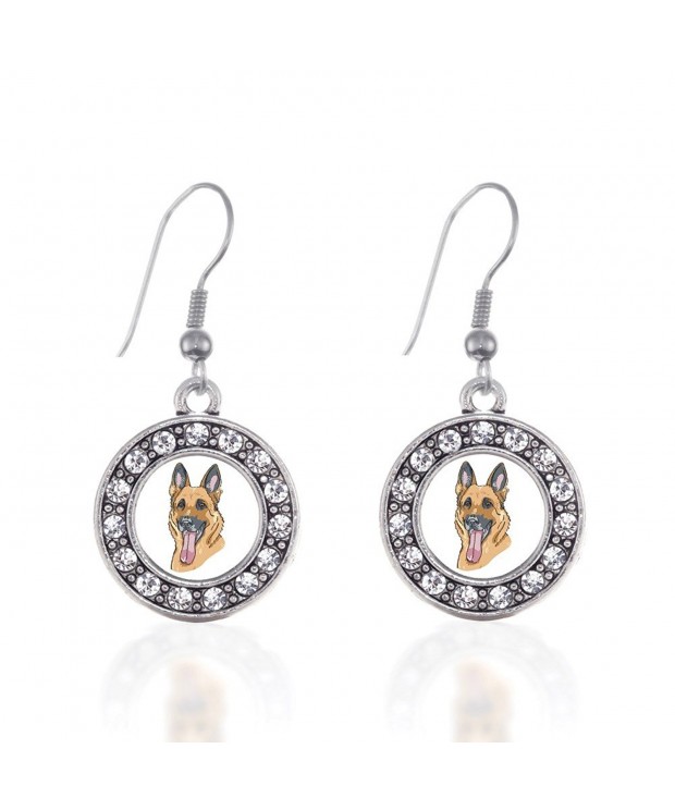 German Shepherd Earrings Crystal Rhinestones