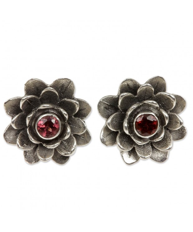 NOVICA Garnet Sterling Earrings Red Eyed