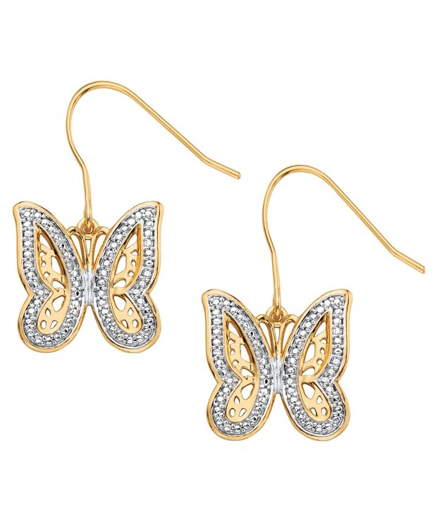Diamond Pave Style Gold Plated Butterfly Earrings