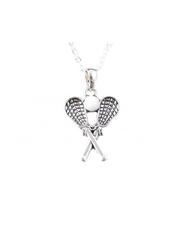 Lacrosse Sticks Silver Necklace Jewelry