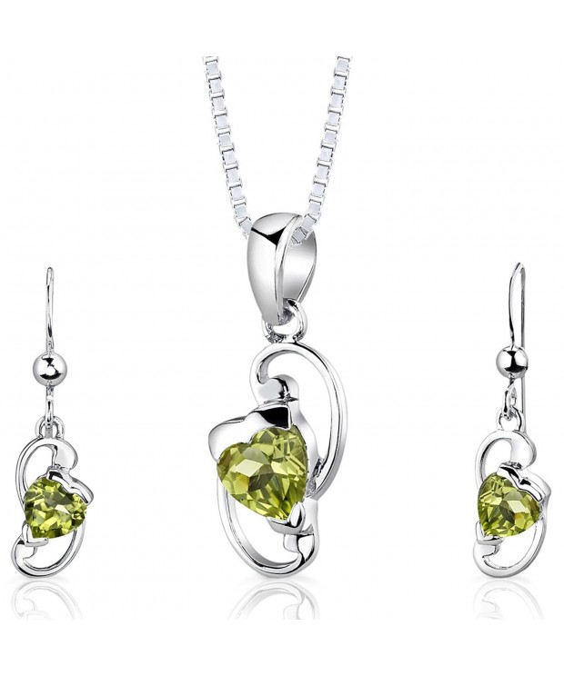 Peridot Pendant Earrings Necklace Sterling