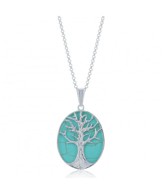 Sterling Natural Turquoise Pendant Necklace