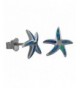 Sterling Silver Synthetic Starfish Earrings