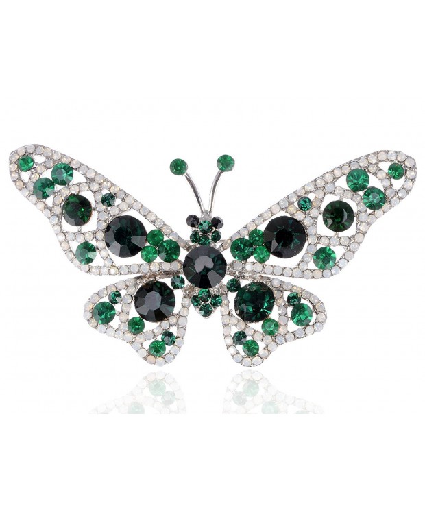 Alilang Emerald Colored Rhinestones Butterfly