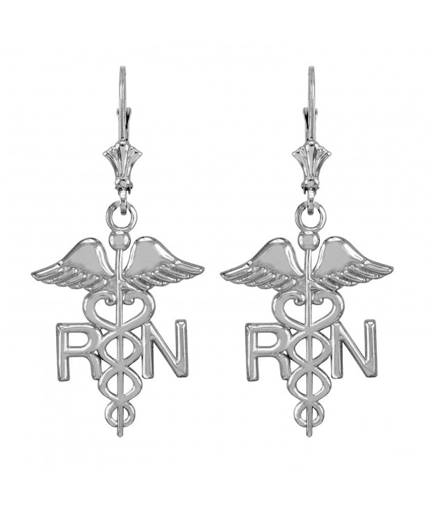 Sterling Caduceus Registered Leverback Earrings