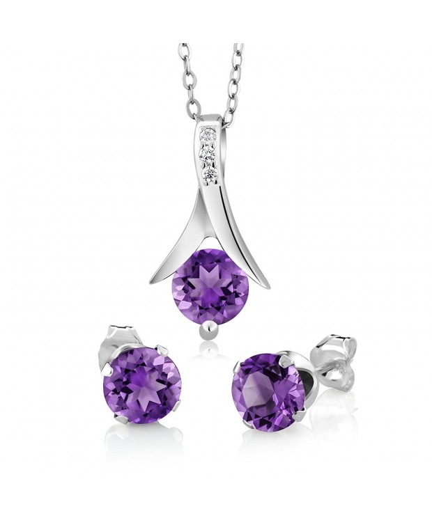 Amethyst Sterling Silver Earrings Pendant