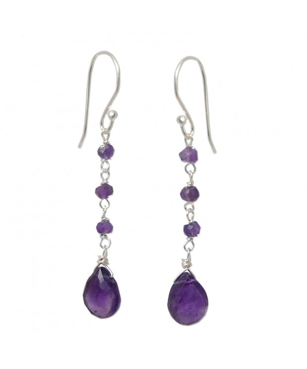 NOVICA Sterling Amethyst Teardrop Waterfall