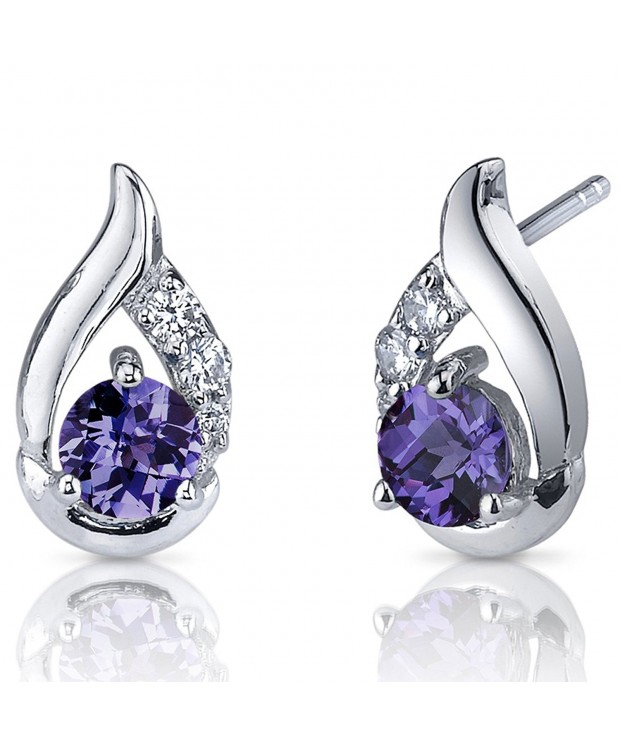 Simulated Alexandrite Earrings Sterling Silver