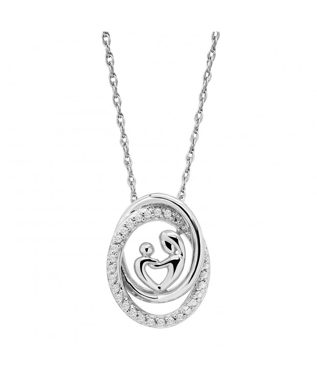 Mother Pendant Necklace Diamonds Sterling