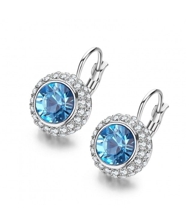 SBLING Platinum Plated Leverback Earrings Swarovski