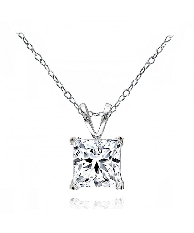 Sterling Princess cut Solitaire Necklace Swarovski